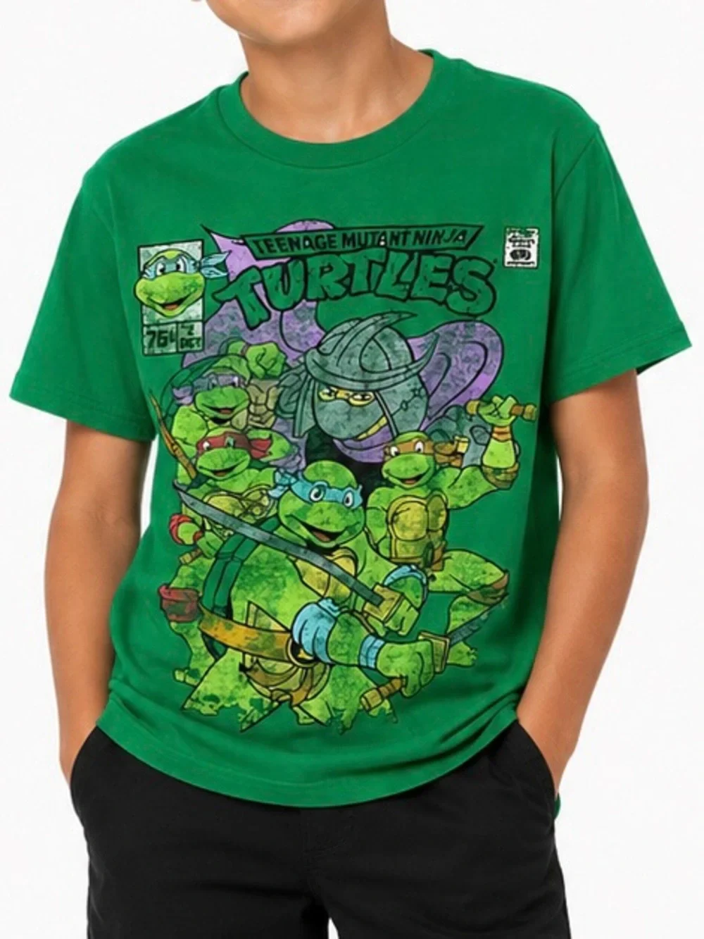 Teenage Mutant Ninja Turtles Boys Green Graphic T-Shirt Youth Medium TMNT
